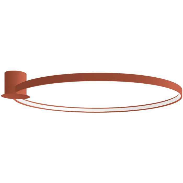Okerrode ringvormige plafondlamp Rio met een diameter van 110 cm met een LED ring aan de binnenzijde