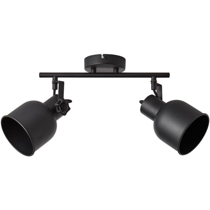 Brilliant Rolet 49613/76 industriele zwarte spot met twee metalen kappen en zware stelschroeven
