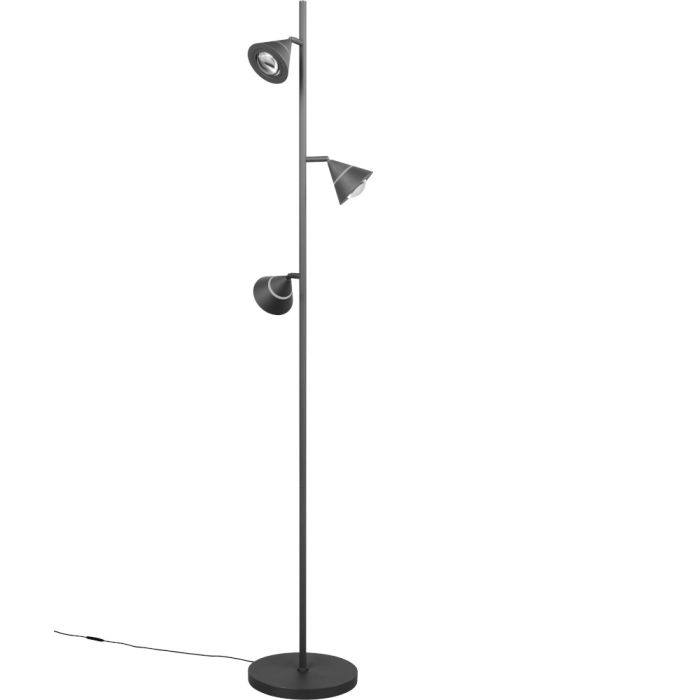 Trio Romeo 437010332 zwarte vloerlamp met drie kegelvormige spots met geïntegreerde LED