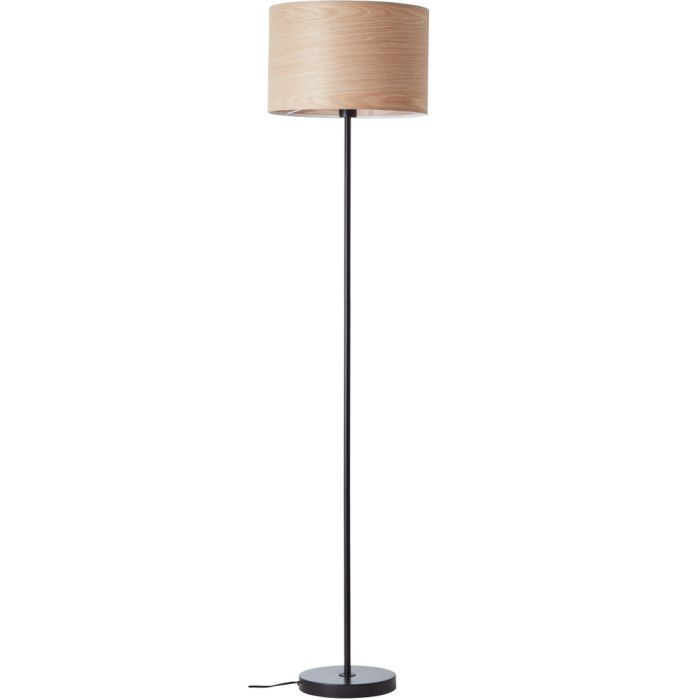 Brilliant Romm 93139/76 zwarte vloerlamp met kap met een houtprint