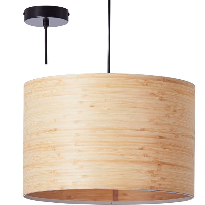 Brilliant Romm 99490/76 hanglamp met zwarte pendel en ronde kap van dun hout