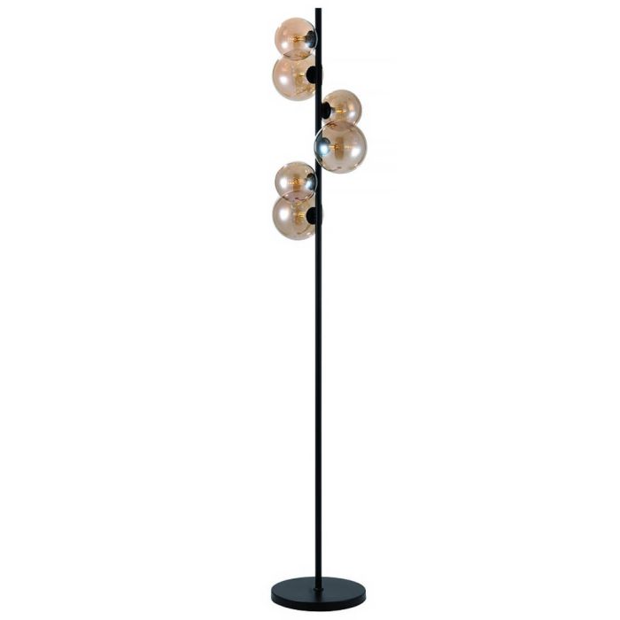 Freelight Calcio S9106 zwarte vloerlamp met amber kleurig glas