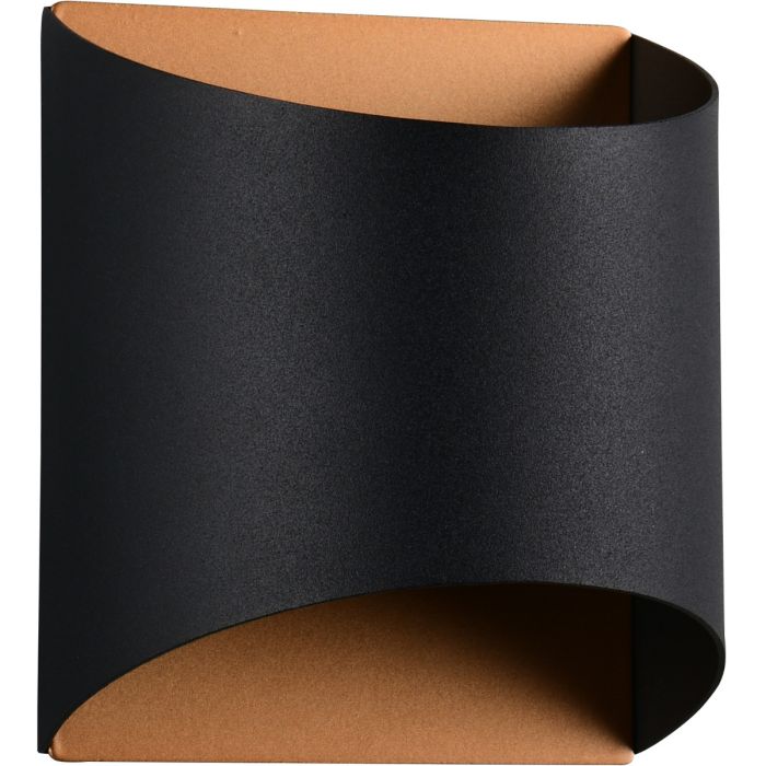 Casalum Samdel zwart wandlampje van 12,2 cm hoog met goudkleurige binnenzijde voor up en down licht