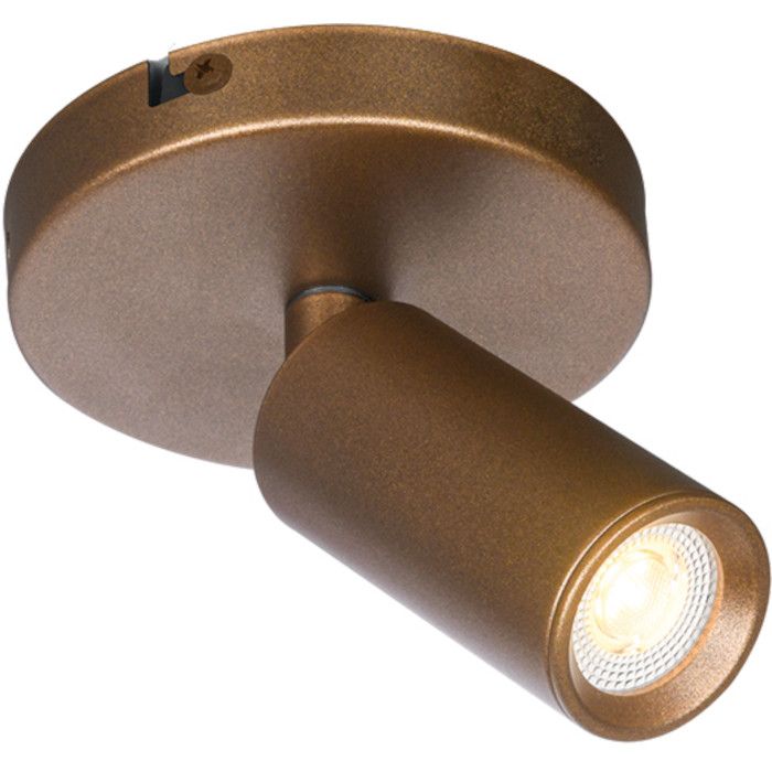 Freelight Scolo brons-goudkleurige spot met een plafondplaat van 10cm en een spotje met GU10 35mm lamp