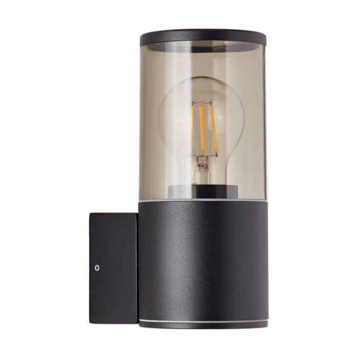 Brilliant Sergio 96471/63 mat zwarte cilindervormige wandlamp met opstaande rook kleurig kunststof kap