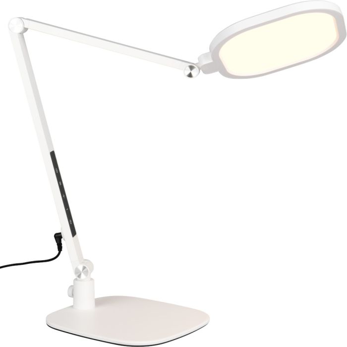 Trio Servo 535810131 witte bureaulamp met scharnierende arm en vierkant LED paneel