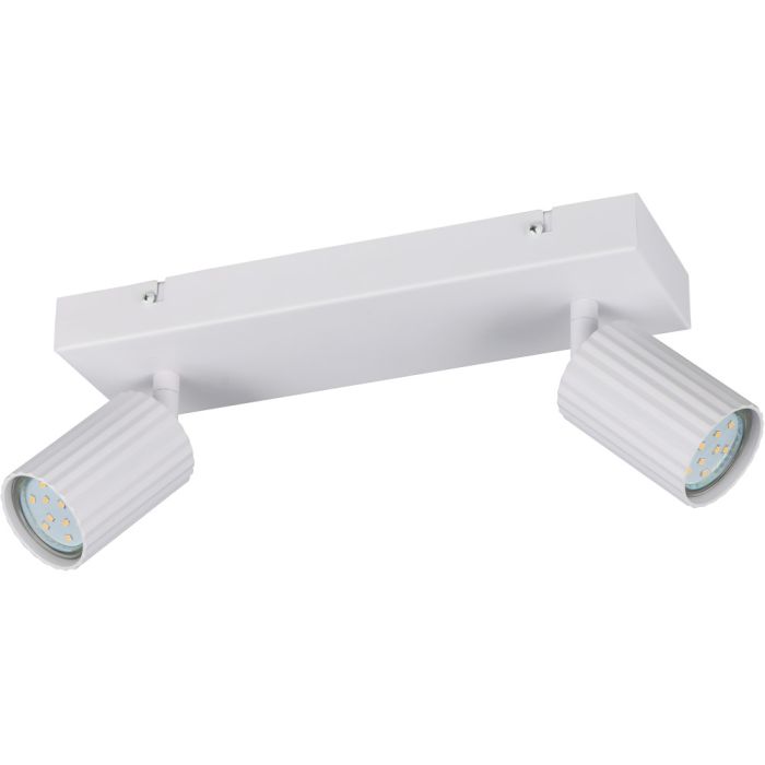 Trio Soka 867700231 witte plafondspot met twee geribbelde cilindervormige spotjes met GU10 lampje