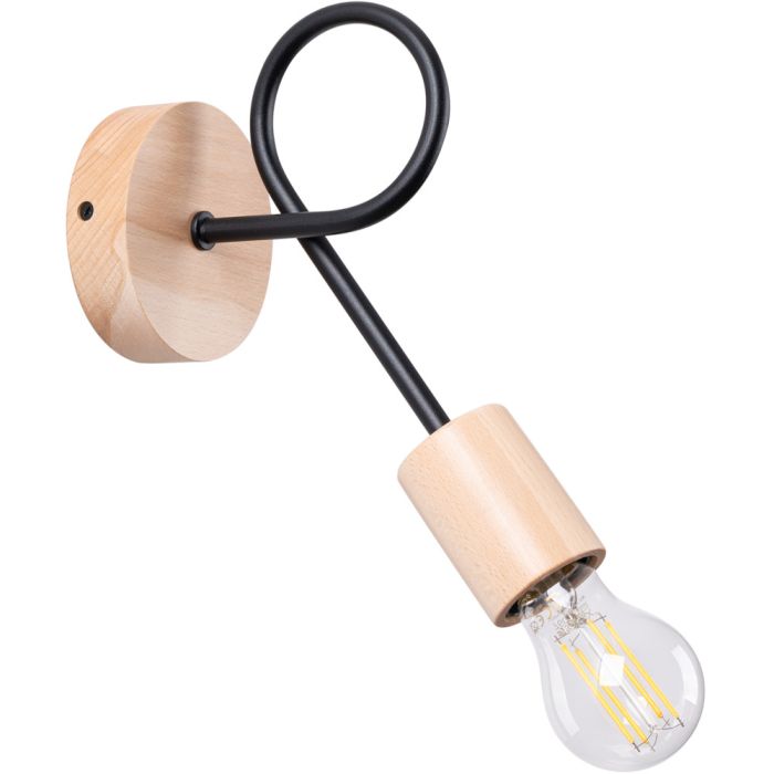 Sollux Ember SL.1476 zwarte wandlamp met houten delen