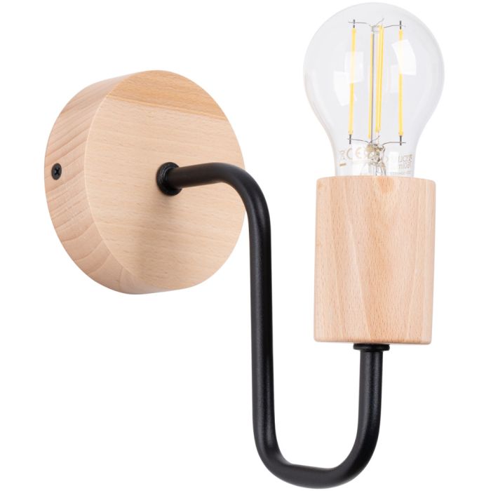 Sollux Timbo SL.1668 zwart met houten wandlamp