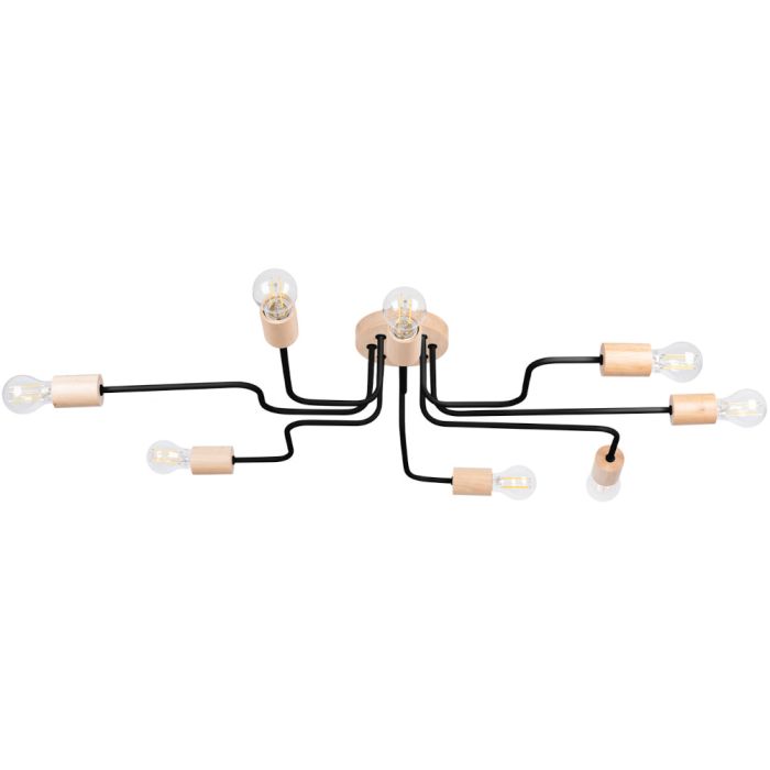 Sollux Timbo SL.1671 zwart met houten plafondlamp