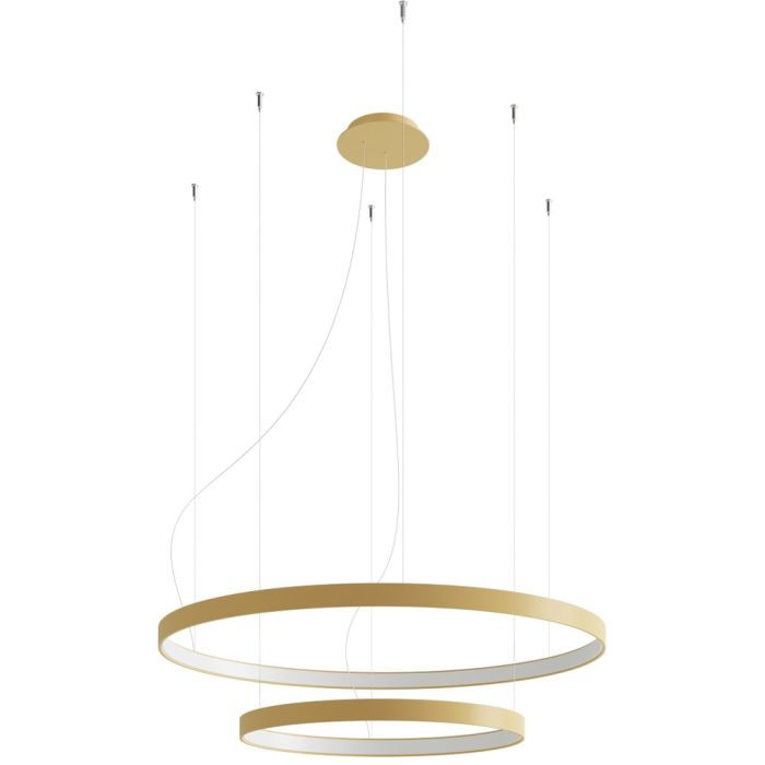 Thoro Rio TH.214 goud kleurige cirkelvormige hanglamp met dubbele ring van 55 en 78cm