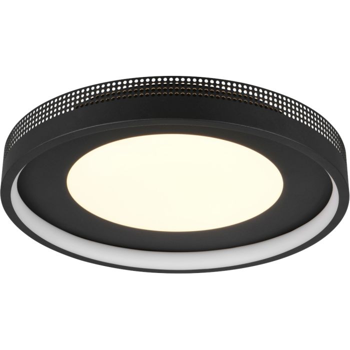 Trio Solea 656610132 zwarte plafonniere met apart schakelbare rand en centrum met brandend centrum en ring die uit staat