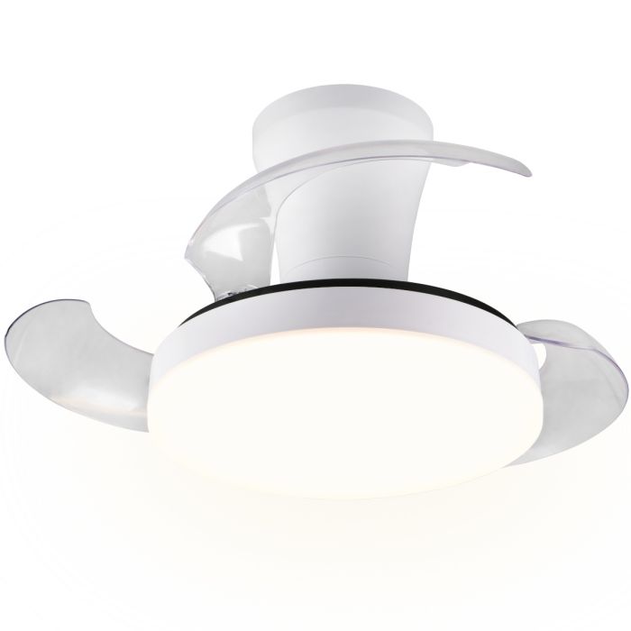 Reality Tampere witte plafondventilator van 71 cm in diameter met uitgeklapte wieken en witte LED unit in het midden