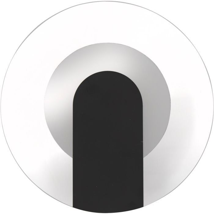 Searchlight target zwarte wandlamp van 23cm in diameter met een ronde glazen diffuser voor indirect licht