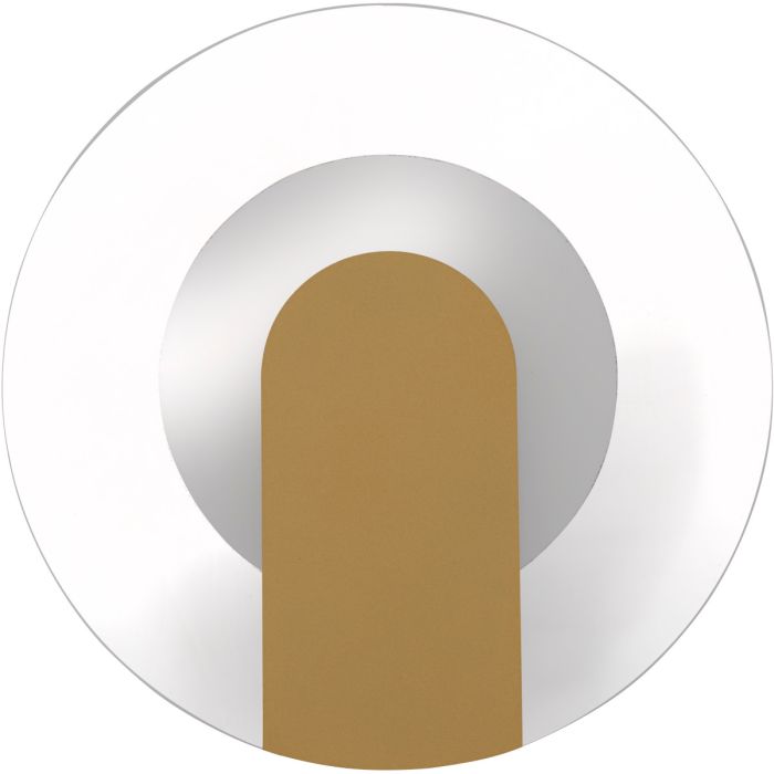 Searchlight target goudkleurige wandlamp van 23cm in diameter met een ronde glazen diffuser voor indirect licht