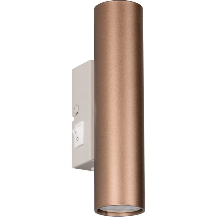 Reality Taryn warm grijs met koffiebruine up down wandlamp met kiepschakelaar van 18 cm hoog met 35mm GU10 lampjes