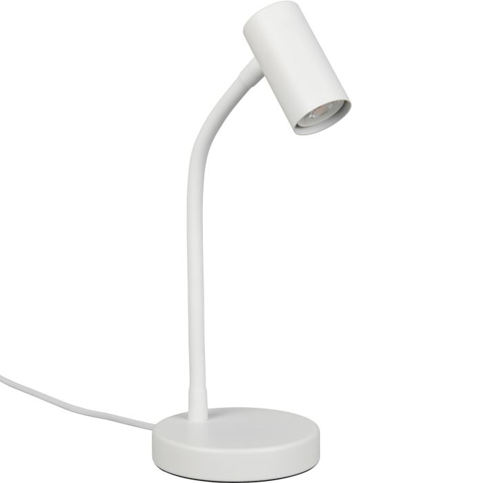 Reality Taryn witte bureaulamp van 28 tot 35,5 cm hoog met klein spotje met 35mm GU10 lamp