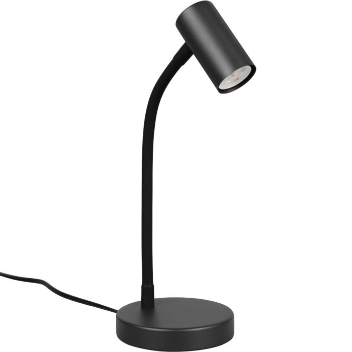 Reality Taryn zwarte bureaulamp van 28 tot 35,5 cm hoog met klein spotje met 35mm GU10 lamp