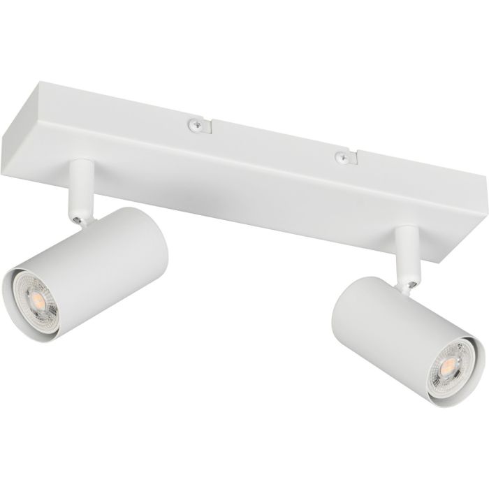 Reality Taryn compacte witte plafondspot met plafondbalk van 26cm en twee 35mm GU10 spotjes