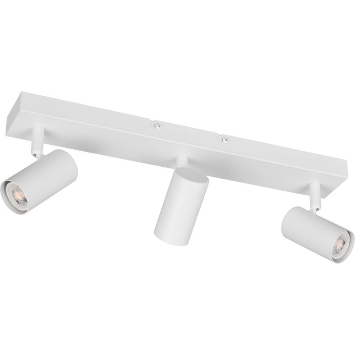 Reality Taryn compacte witte plafondspot met plafondbalk van 44,5cm en drie 35mm GU10 spotjes
