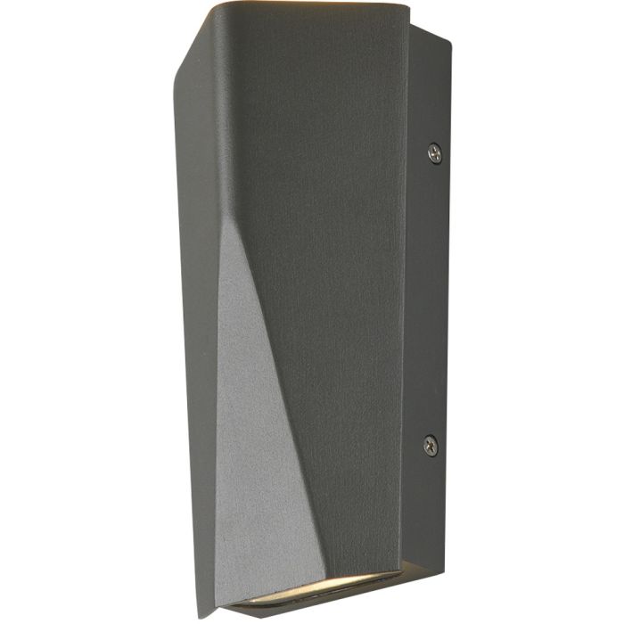 Trio Tay 226560242 antraciet grijze driehoekige wandlamp voor buiten met up en downlight