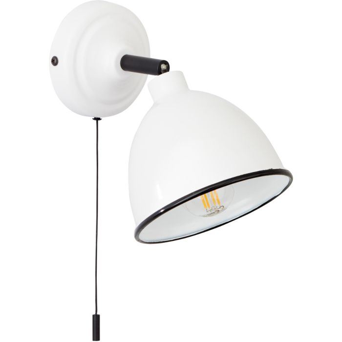 Brilliant Telio 97002/05 wit wandspotje van metaal met zwarte rand en trekschakelaaar