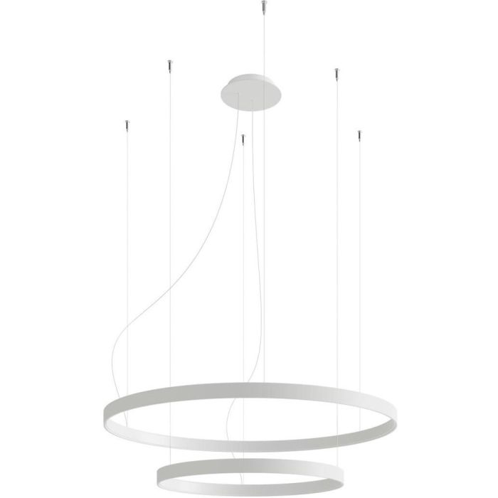 Thoro Rio RH.176 witte circelvormige hanglamp met twee ringen van 55 en 78 cm en zes bevestigingskabels