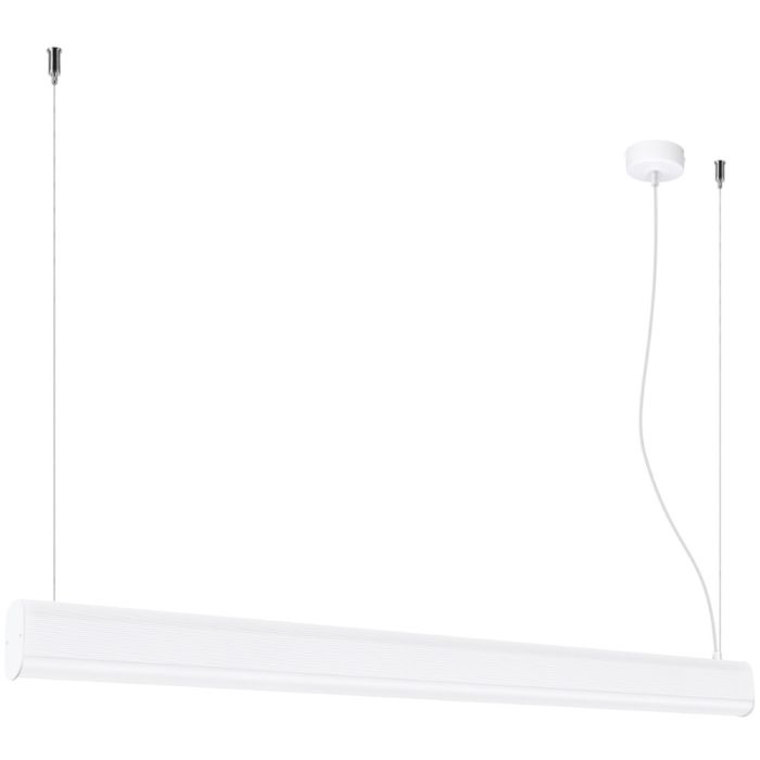 Thoro Farge TH.294 witte langwerpige hanglamp van aluminium met twee bevestigingskabels