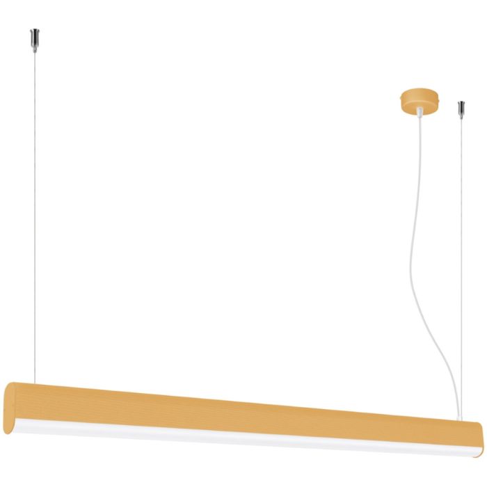 Thoro Farge TH.295 goudkleurige langwerpige hanglamp van aluminium met twee bevestigingskabels