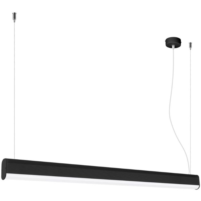 Thoro Farge TH.297 zwarte langwerpige hanglamp van aluminium met twee bevestigingskabels