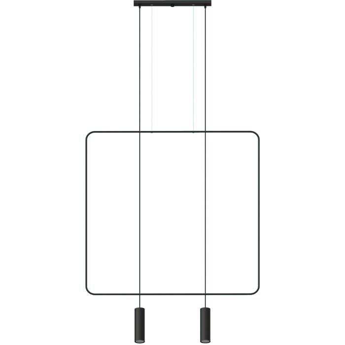 Thoro Rana TH.019CZ hanglampen met zwart vierkant en twee zwart cilindervormige spots voor een GU10 lamp