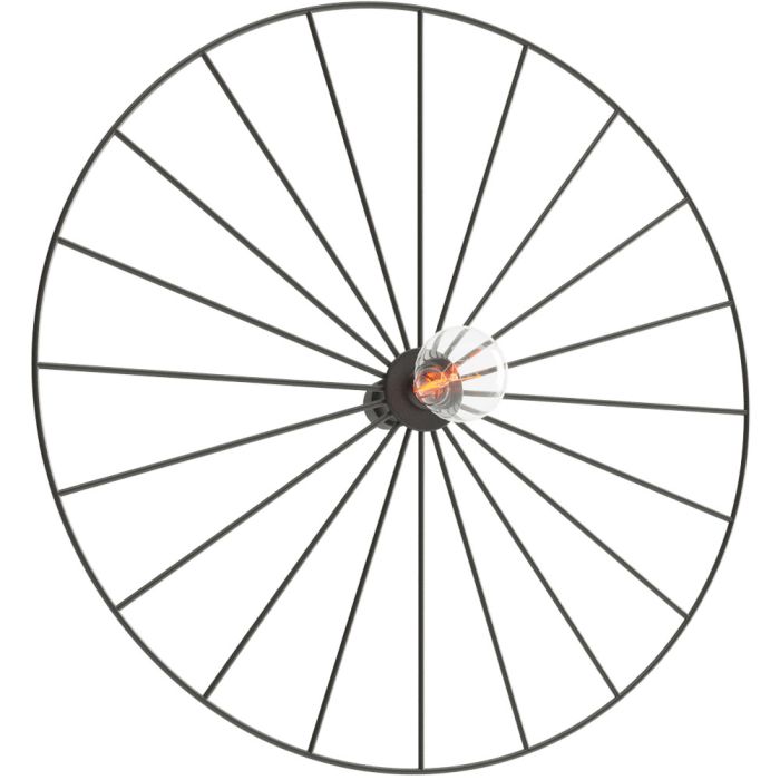 Thoro Sirkel TH.142 zwarte wiel vormige wandlamp met globelamp