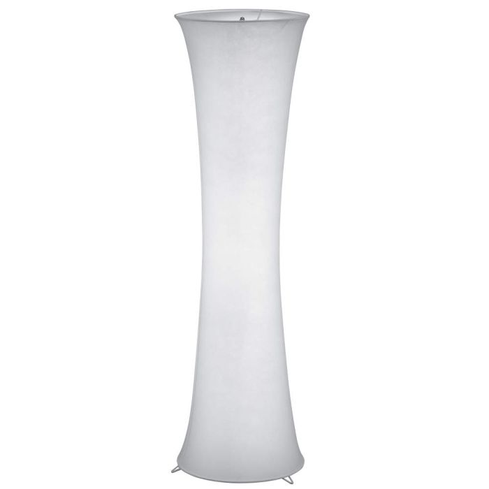 Trio Gravis zandloper vormige vloerlamp van 123 cm hoog van wit textiel met twee lichtpunten