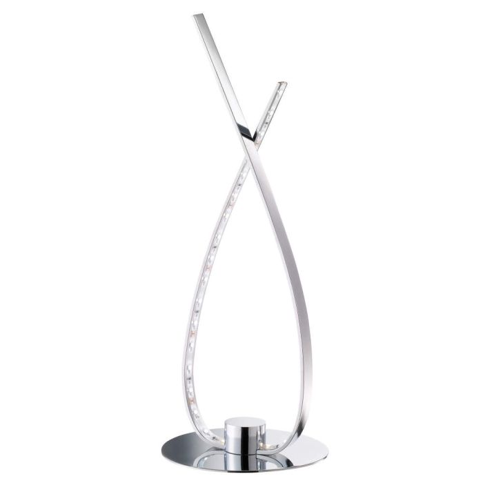 Trio Mickey R52761106 chromen tafellamp van dun gebogen metaal met LED strip