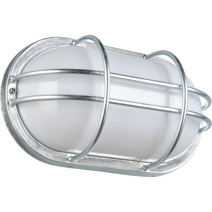 Trio Tumen zink kleurige wandlamp voor buiten van 26cm breed met wit kunststof kap en vier metalen beugels over de kap