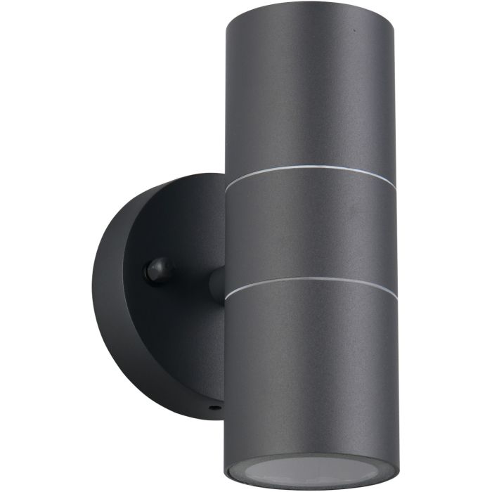 Trio Turia antraciet grijze cilindervormige up down wandlamp van 16,5 cm hoog voor buiten