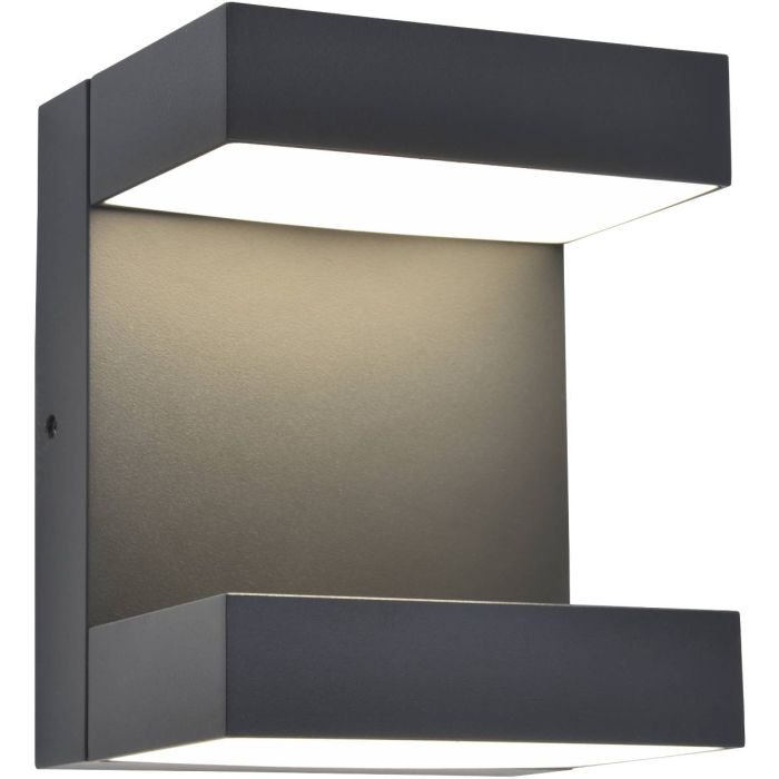 Lutec Twisto antraciet grijze wandlamp voor buiten van 15,1 cm hoog met twee draaibare LED panelen