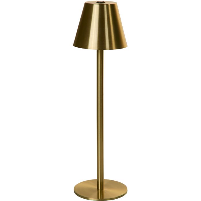 Searchlight Tyler EU55610GO goudkleurige oplaadbare tafellamp op batterijen van metaal van 36cm hoog met touch schakelaar op de kop