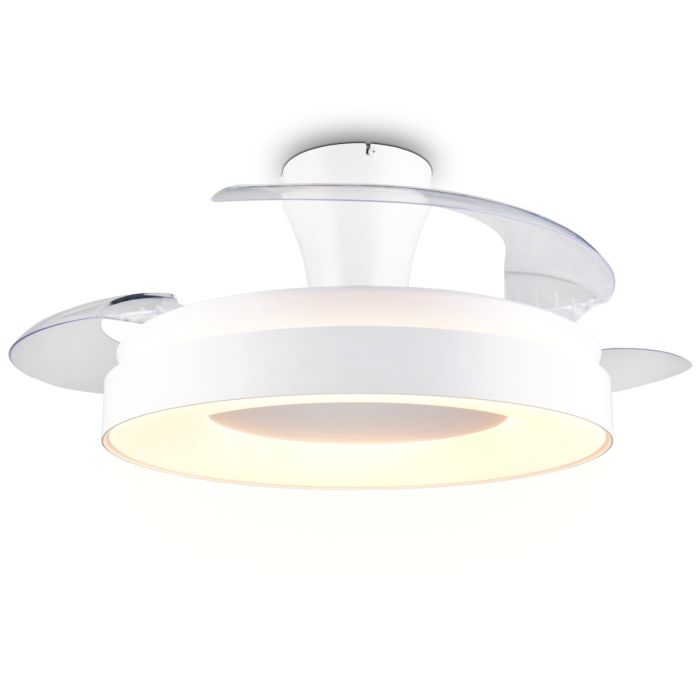 Reality Vansbro witte plafondventilator van 106 cm in diameter met uitgeklapte wieken en LED unit langs de rand van de kap