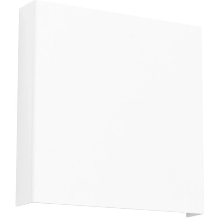 wit vierkant metalen wandlamp van 15 cm in doorsnede met lichtbundel naar boven en beneden.