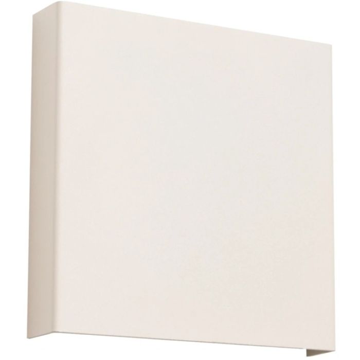 beige vierkant metalen wandlamp van 15 cm in doorsnede met lichtbundel naar boven en beneden
