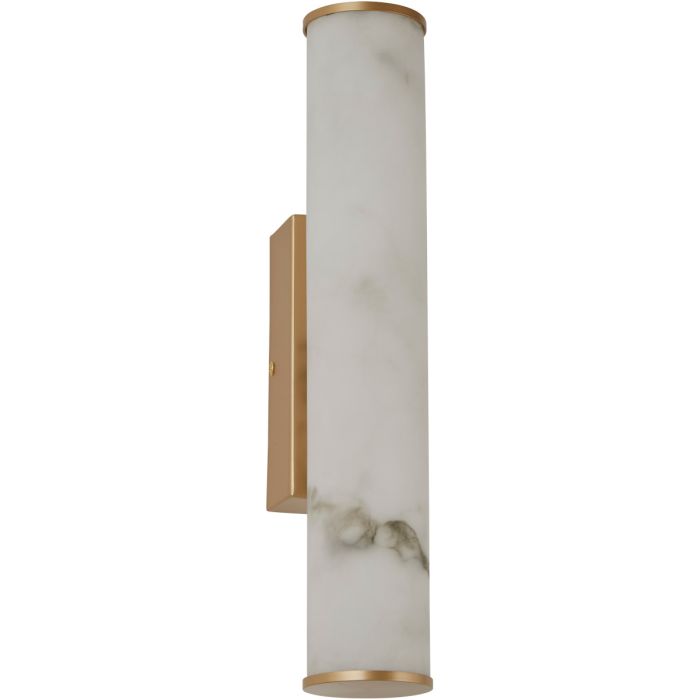 Searchlight Wales 61185-1GO goudkleurige wandlamp van 35cm hoog voor de badkamer met marmerkleurige buisvormige LED lamp van resin