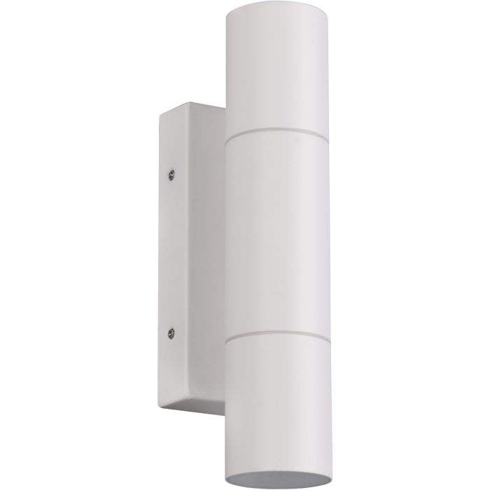 Trio Yamuna witte cilindervormige up down wandlamp voor buiten van 23cm hoog voor smalle GU10 35mm lampjes