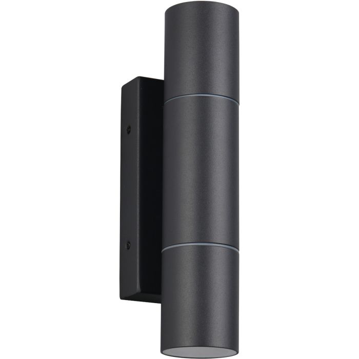 Trio Yamuna antraciet grijze cilindervormige up down wandlamp voor buiten van 23cm hoog voor smalle GU10 35mm lampjes