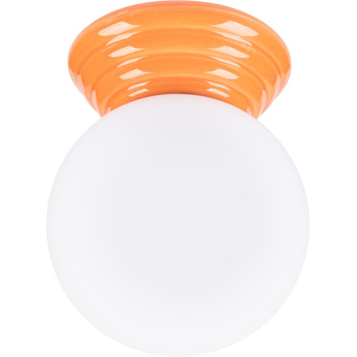 Sollux Zori oranje badkamerlamp voor wand of plafondmontage met een wit glazen bol van 12 cm in diameter
