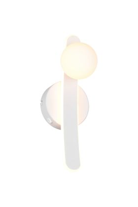 Trio Napoli witte wandlamp met LED langs de muur en een lichtgevende bol, met een schakelaar op de lamp