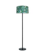 Britop Vert 124080104 vloerlamp met fluwelen kap met pauwen veren motief