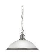 Searchlight Bistro 1591SS staal kleurige hanglamp met albast glas