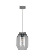 Britop Vaso 169120157 grijs grenen hanglamp met rookglas
