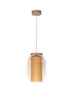 Britop Vaso jute 179110174 eiken hanglamp met jute en helder glas